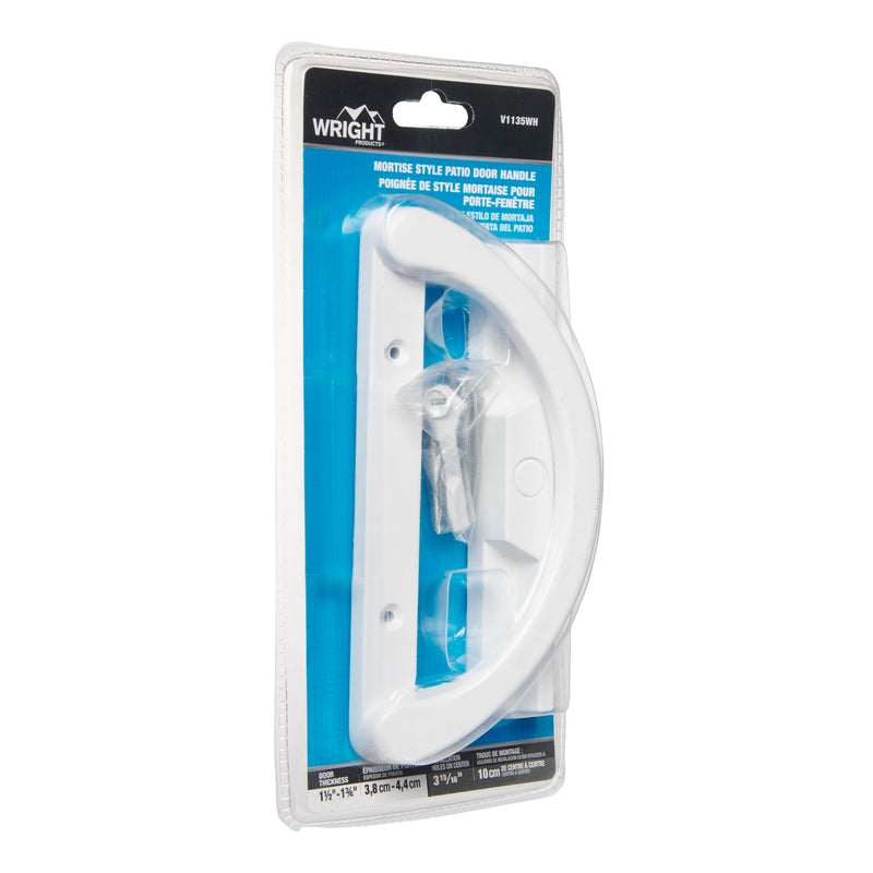 Wright Products Patio Sliding Door Handle Set, Mortise Style, Perfect Replacement for Damaged Sliding Door Handles, Sleek Design, Reversible Design(Non-Handed), White