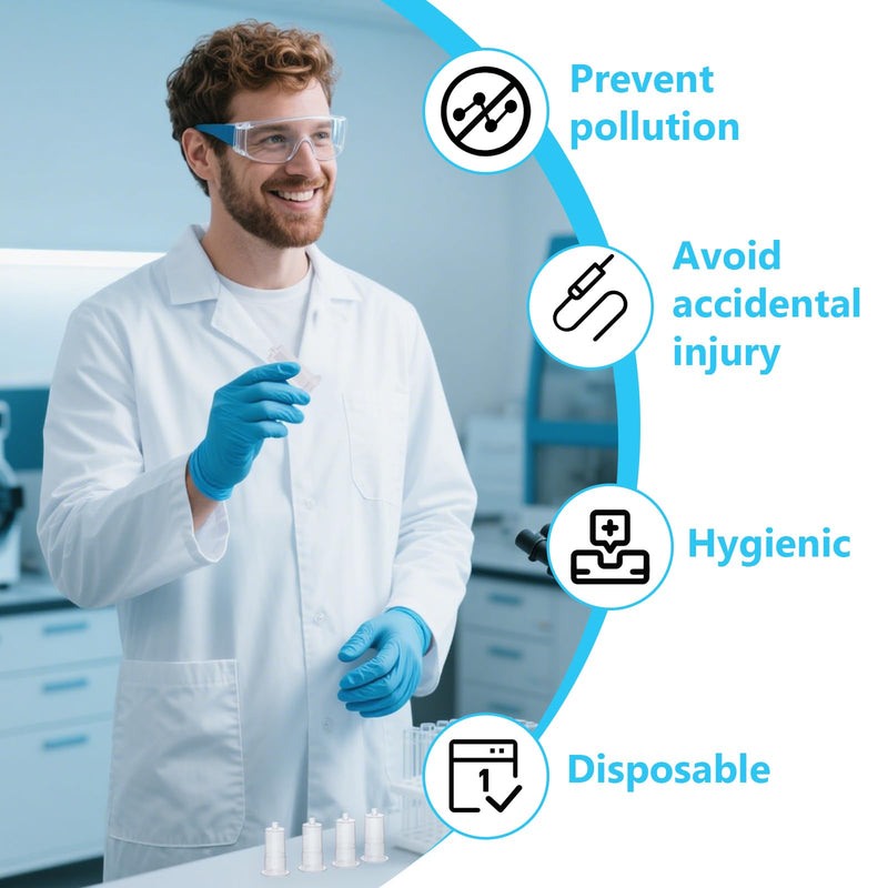 100 Pack Luer Lock Adapters, Transparent Needle Holder Connectors | Luer-compatible transparent connectors designed for laboratory sample handling and industrial workflows.