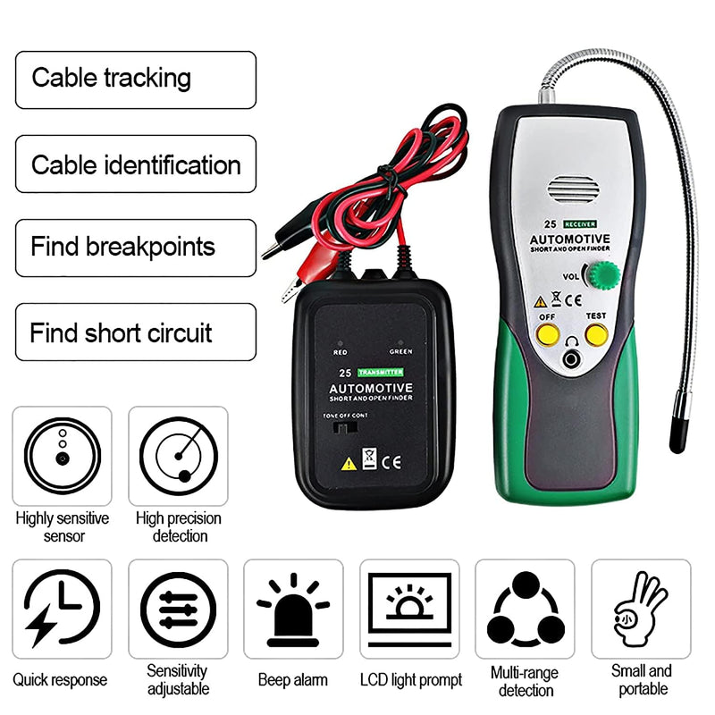 Automotive Short and Open Finder Circuit Tester, Car Circuit Breaker Finder DC 6-24V Wire Tracer Electrical Adjustable Short Detector Diagnostic Test Tool with Power Probe for Vehicle Repair