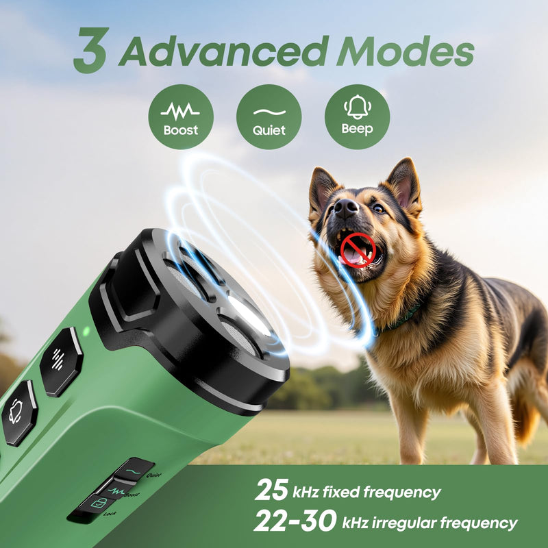 Dog Bark Deterrent Devices - Humane & Effective Training Dog, Stop No More Barking with 3X Ultrasonic Emitters (Green)