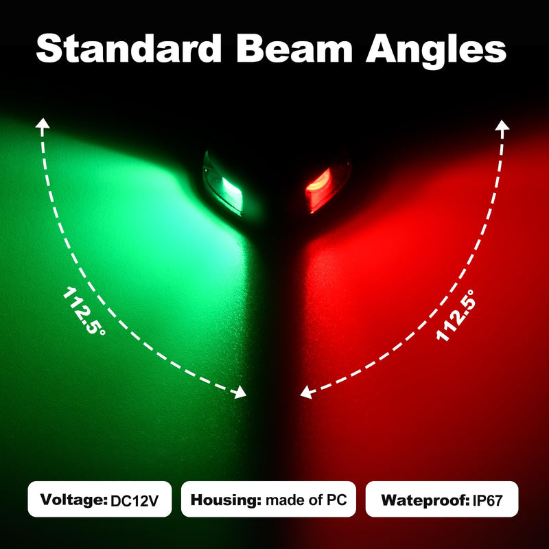 Bow Lights for Boats,Boat Navigation Lights LED 12V Waterproof Red and Green boat running lights for Fishing Boat,Skiff,Yacht