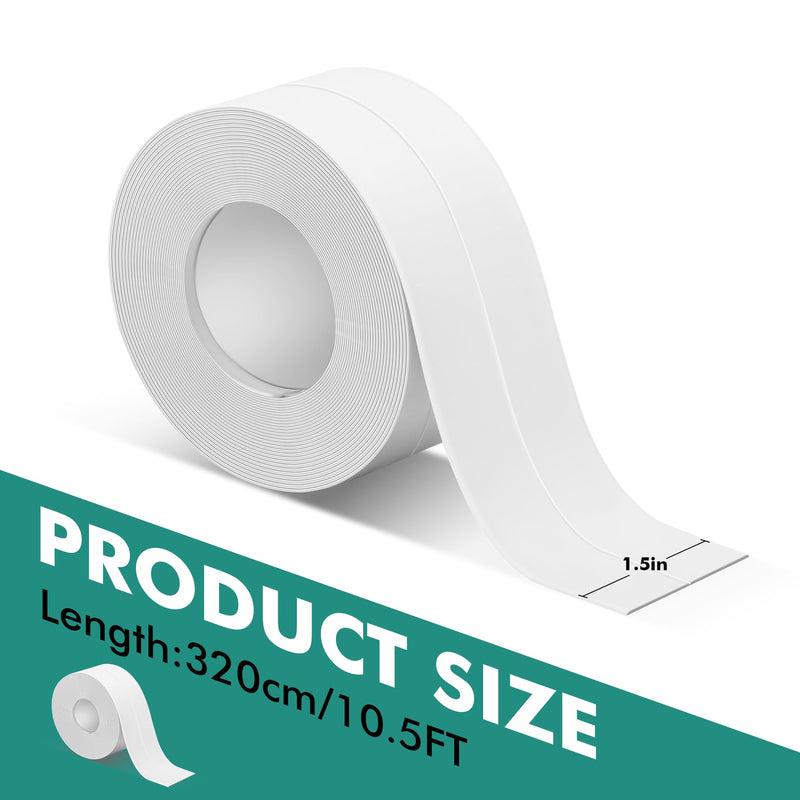 White Caulk Tape,1 Rolls Waterproof Toilet Caulking Tape,Kitchen Sink Sealant Tape Caulk Strip,Toilet Sealer Around Toilet Base,Bathtub Caulk Sealing Strip Tape (1.5" x 10.5Ft)… 1.5" x 10.5Ft