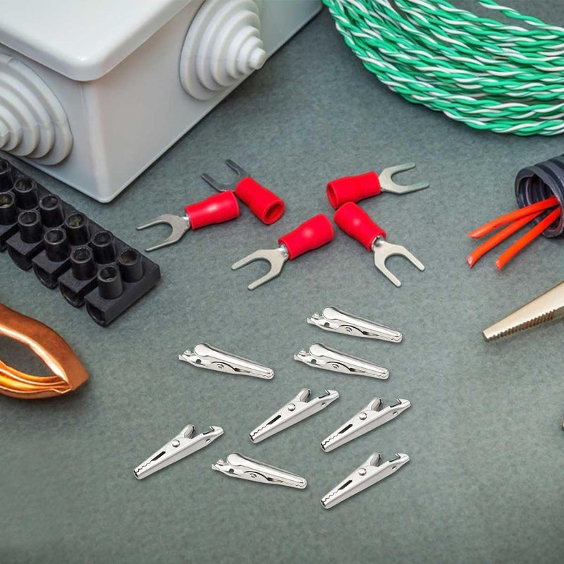 25 Pcs Nickel Plated Alligator Clips Metal Alligator Clip Crocodile Electrical Clamps Silver Nickel Plated Test Wire Spring Clamp Silver Tone Alligator Clips for Laboratory Electric Testing Work