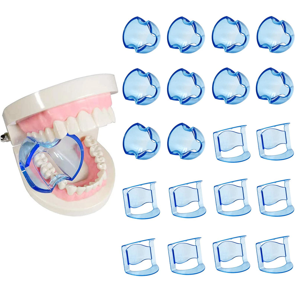 Dental Bite Blocks Mouth Opener Lip Cheek Retractor for Dentist Teeth Whitening Mouth Widene Front Teeth and Posterior Teeth Two Types(20 Pieces Blue)