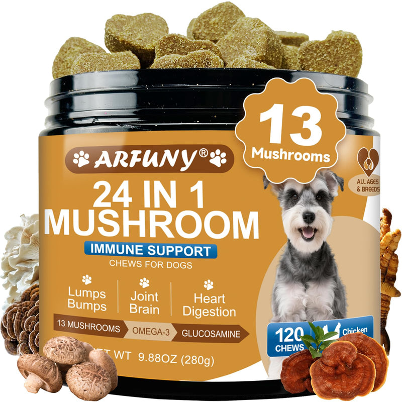 24 in1 Dog Mushroom Chews & 25 in1 Dog Mushroom Chews - Lumps & Bumps - Gut, Hip, Joint, Skin, Coat, Immune Health