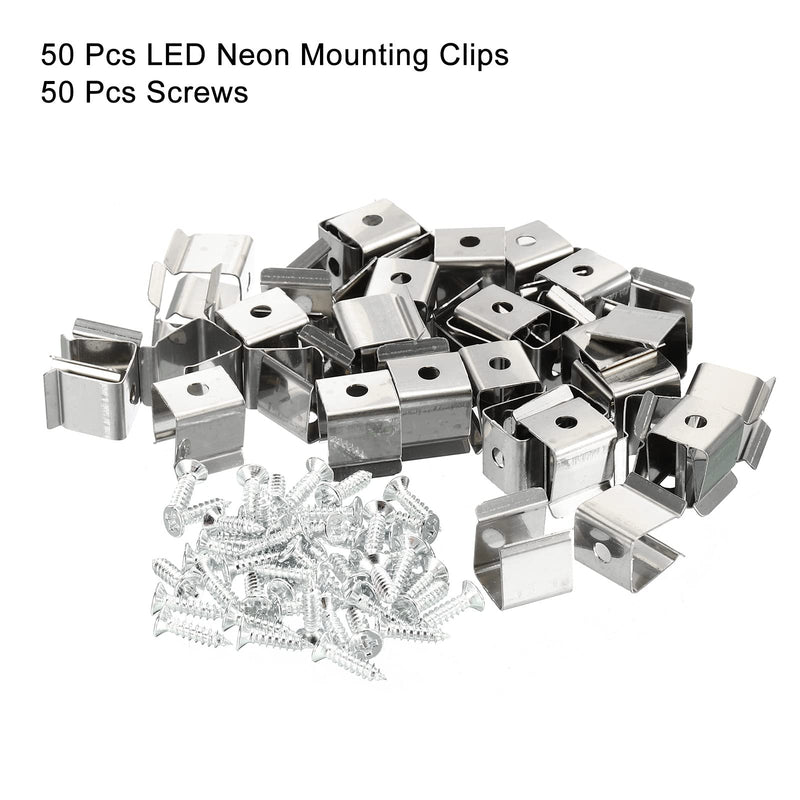 MECCANIXITY Rope Light Mounting Clips, 50 Pack Wall Channel Mounting Holder Accessories for 8mm to 11mm Waterproof LED Strip, Stainless Steel