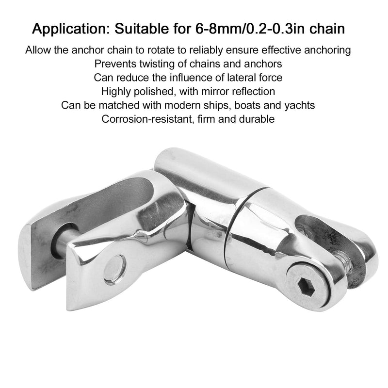 Anchor Connector 316 Stainless Steel 0.2-0.3in/6mm?8mm Chain Mooring Swivel Anchor Connector Accessory for Boat Marine