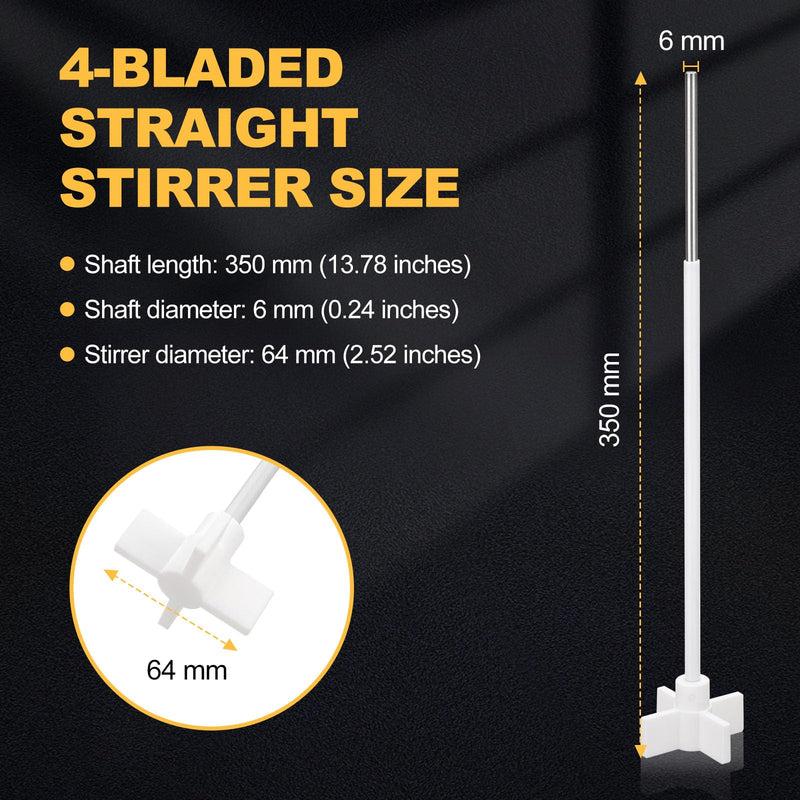 4-Blade Straight Stirring Rod, PTFE Coated Stainless Steel Impeller for Overhead Stirrer, Laboratory Mixing