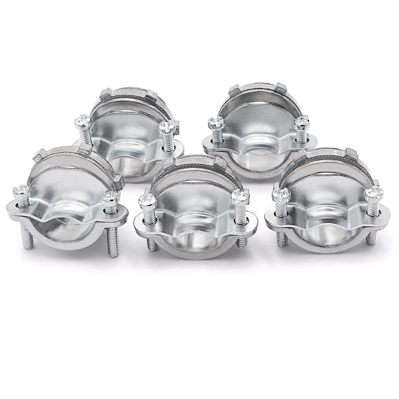 24pcs 1/2Inch Clamp Type Cable Connectors for Metallic Conduit Protect Cables Silver-Zinc 1/2"-24pack