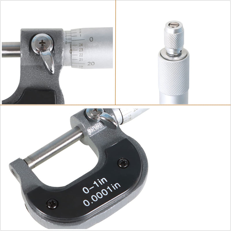 kimllier 0-1 Inch Accuracy Outside Diameter Micrometer Accuracy 0.0001 Inch Carbide with Ratchet Stop Thimble