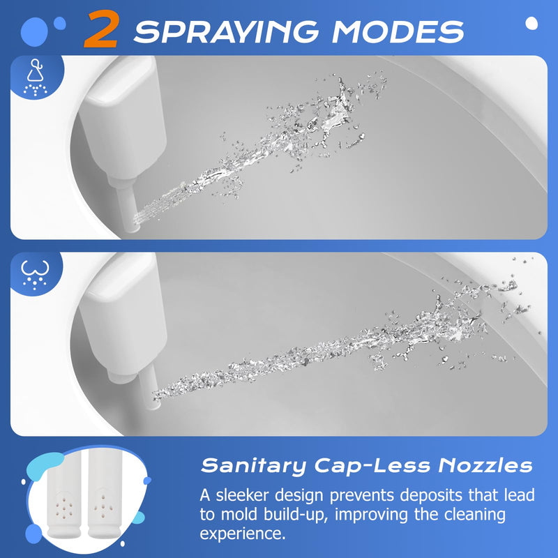 SAMODRA Ultra-Slim Bidet Attachment for Toilet - Dual Nozzle (Frontal & Rear Wash) Hygienic Bidets for Existing Toilets - Adjustable Water Pressure Fresh Water Toilet Bidet - Easy to Install Dual Nozzles(Rear & Feminine Wash) Silver