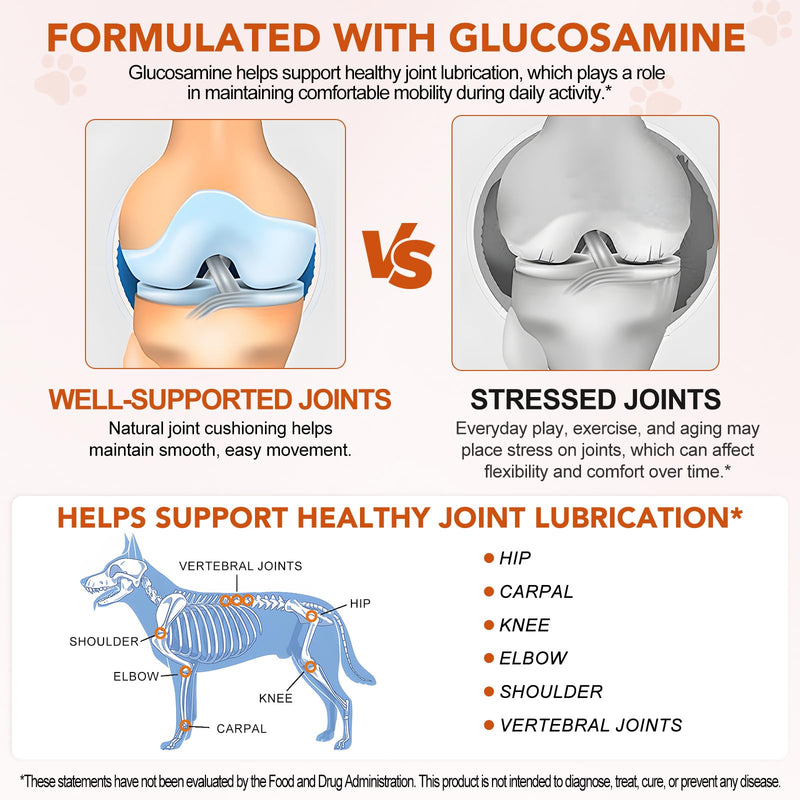Joint Supplement for Dogs | Dog Joint Care with Glucosamine, Chondroitin, MSM, Green Lipped Mussel, Vitamins C & E, Hip & Joint Support for Senior Dogs, 150 Chews for All Breeds & Sizes(Duck Flavour)