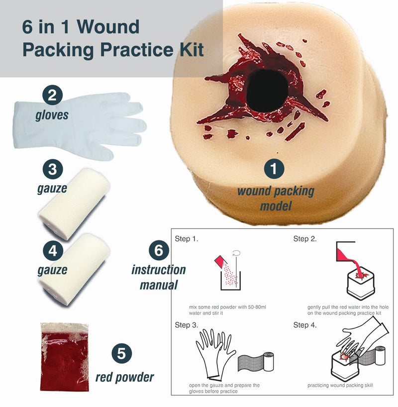 【Wound Tourniquet Bleed Stop Training KIT】- 7 in 1 Wound Bleed Stop Kit - Stop The Bleed Practice Kit - Blood Control Kit for Medical Education -