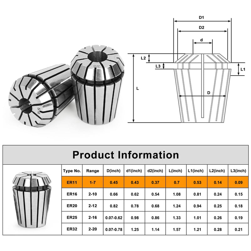 12pcs ER16 Spring Collet Set for CNC Engraving Machine and Milling Lathe Tool Workholding Engraving Collets