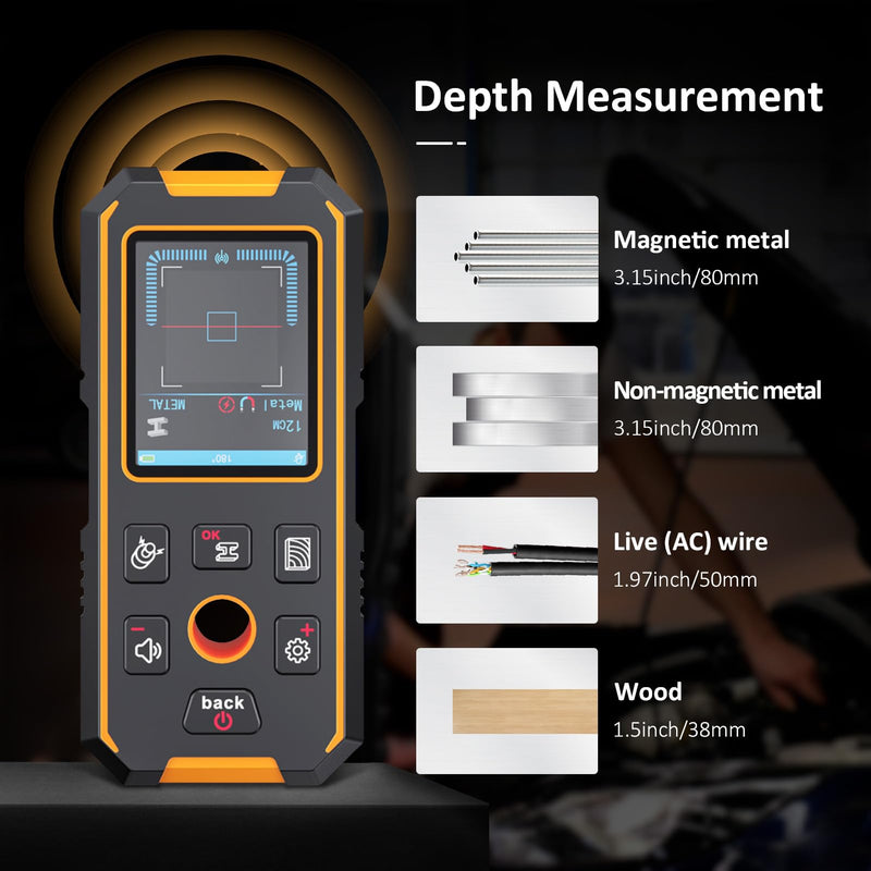 Stud Finder Wall Scanner with Modes for Metal, Wood and AC Wire, HD LCD Display Lithium Battery, Studs Detector Upgraded Smart Sensor Accurate Detection Audio Alarm NF513