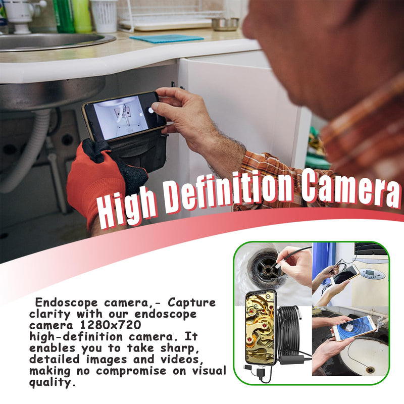 CleerView 3.9mm HD USB-C Endoscope for Android, 1280P Waterproof Borescope Camera with 6 LED Lights, 3.5M/11.5ft Flexible Cable for Pipe Inspection, Automotive, HVAC DIY 3.5 meters soft cord