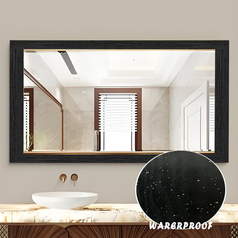33FT Border Peel and Stick Removable PVC Waterproof Wallpaper Border Self Adhesive Bathroom Mirror Frame Sticker 4"x390" Black Wood Texture