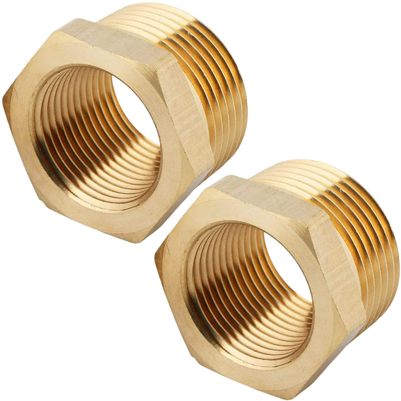 2pcs 1" NPT Male x 3/4" NPT Female Brass Reducer Hex Bushing Threaded Pipe Fitting Adapter by CX WONDERLAND