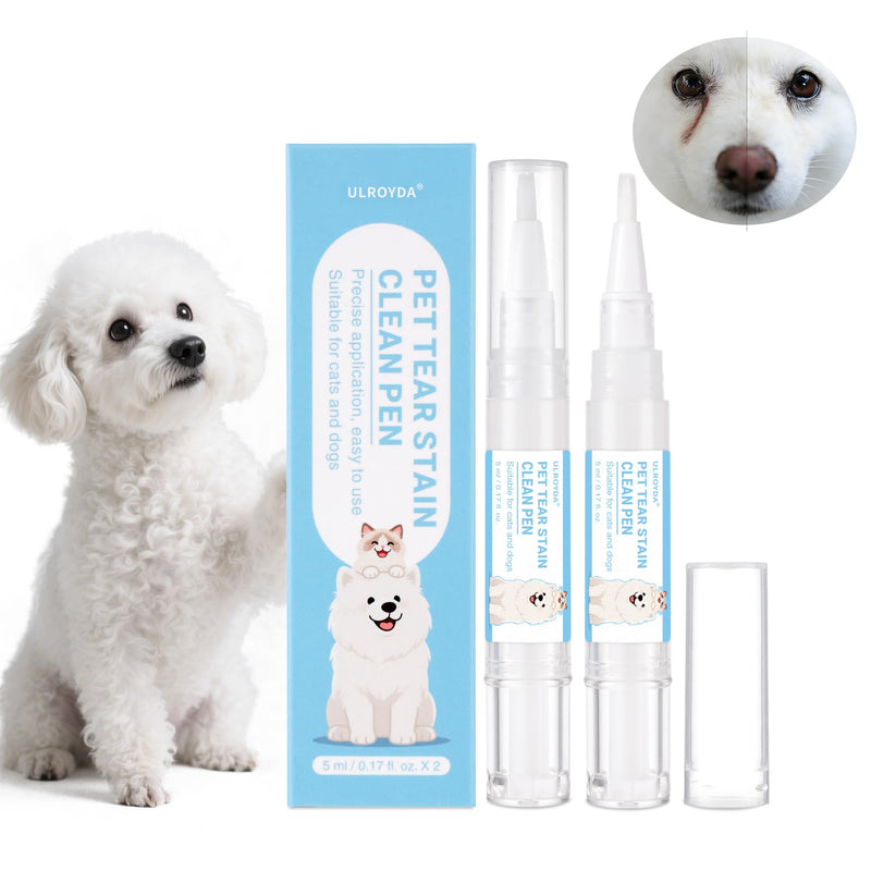 Tear Stain Remover for Dogs & Cats - Aloe Vera & Blueberry Extracts, Dog Eye Cleaner Pen for Discharge & Crust, Natural Plant-Based Pet Tear Stain Remover, Dog Grooming Supplies for Puppy & White Dogs Unscented