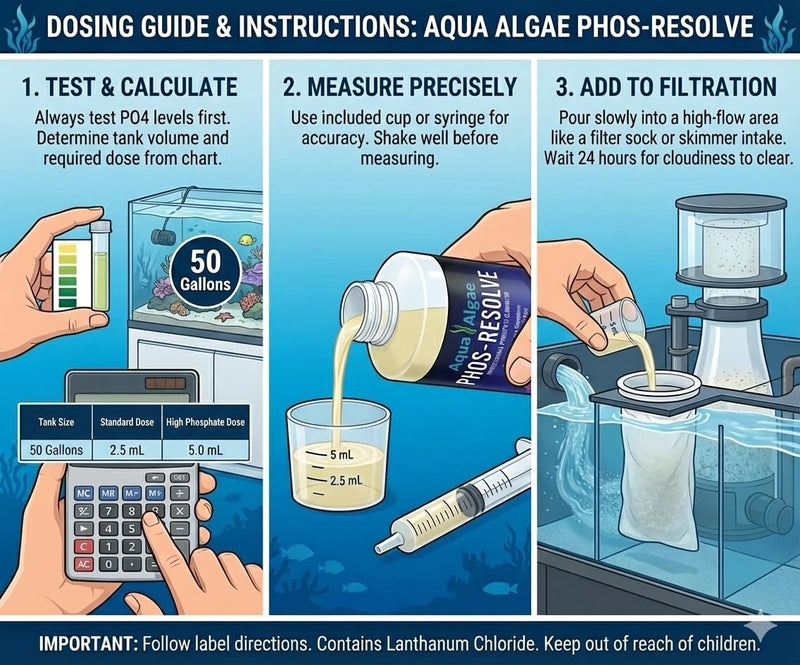 Phos-Resolve Professional Strength Phosphate Remover for Reef Tanks & Aquariums - High Concentration 15% Lanthanum Chloride Solution - Rapidly Lowers PO4 & Clarifies Water - Made in USA (16 oz) 16 oz