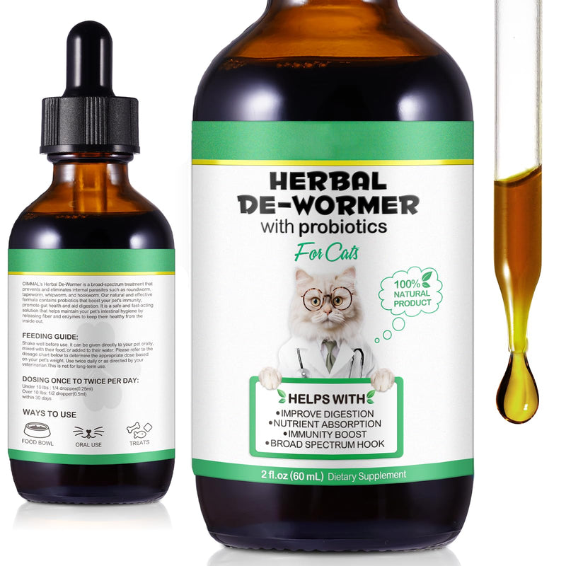 Specifically Formulated for Cats, Natural Broad Spectrum Treatment for Digestion Care and Support, Herbal Cleanse for Cats with Probiotics, Boost Immunity, Promote Cats Gut Health