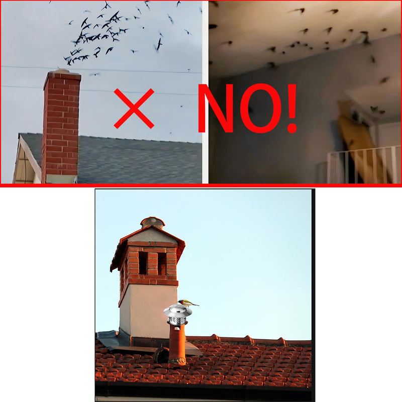 Cone Top Chimney Cap, Chimney Cover Cap Outside Roof Fireplace Screen Cover Exterior Stove Pipe Topper (Sliver, 6in)