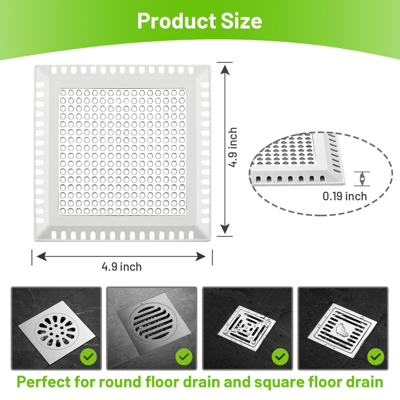 Drain Hair Catcher,Shower Drain Cover Hair Catcher Shower Drain Strainer for Bathroom Floor,Square Shower Hair Drain Catcher to Keep Away from Clogged Drain-No Rust! Gray 4 inch