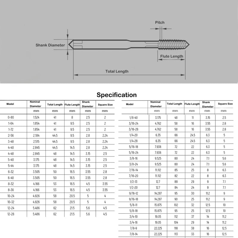 1/4"-20 UNC Spiral Point Threading Taps, Screw Thread Tapping Tool, High Speed Steel Titanium Coating Tap Tapping Bit for Drilling Milling, 10 Pcs