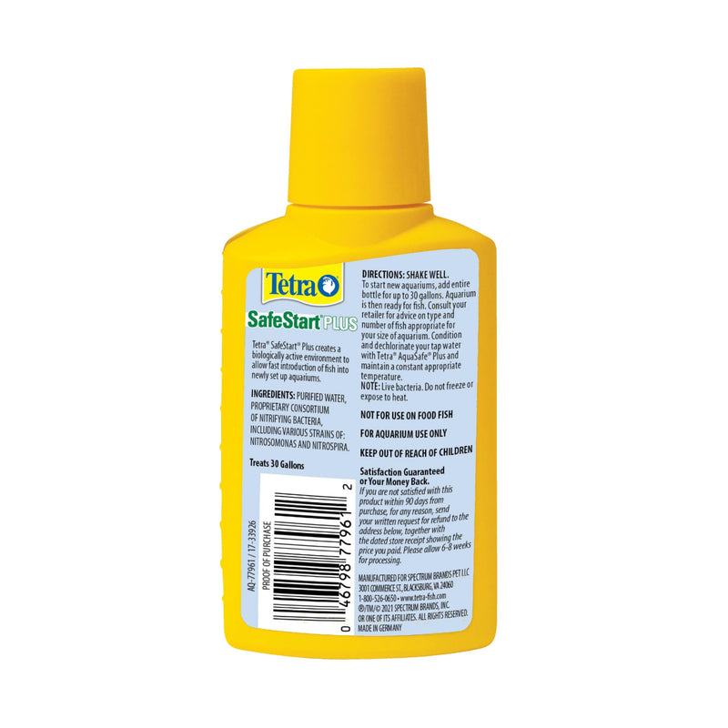 Tetra SafeStart Plus, For Newly Set-Up Fish aquariums, 100 ml, 3.38-Ounce