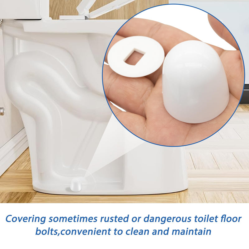 20 Pieces Universal Toilet Bolt Caps, Round Plastic Push-On Toilet Bowl Bolt Caps Covers with Washers for Toilet Bowl Screws, 1.45 Inch Height, White Color