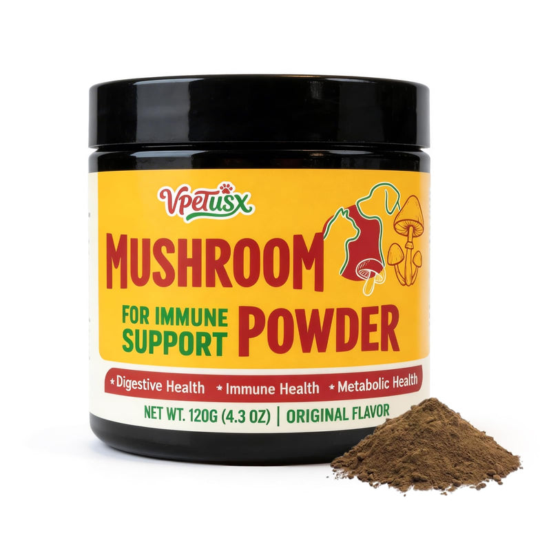 Organic 8-in-1 Turkey Tail Mushroom Powder for Dogs - Senior Dog Immune & Gut Defense, Soft Bumps & Energy Support,No Fillers, Potency(120g)
