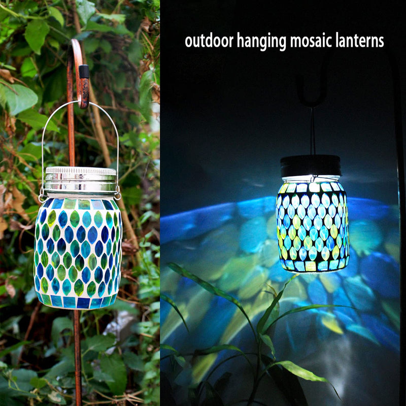 Mosaic Solar Lanterns Outdoor Hanging Lights, Garden Decor Christmas Gifts for Women Mom Grandma Halloween Decor Lights, Outdoor Waterproof Lights, Garden,Patio,Pathway & Yard Décor