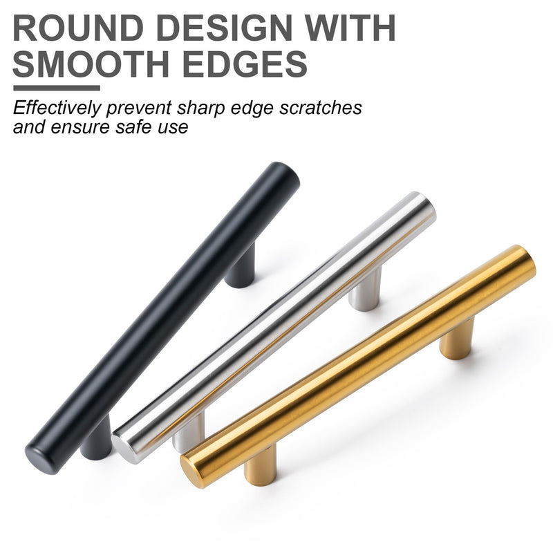 10 Pack Cabinet Pulls Matte Black Stainless Cabinet Handles, for Kitchen and Bathroom Cabinets, 5 Inch Length, 3 Inch Hole Center 1 Black-10 Pack