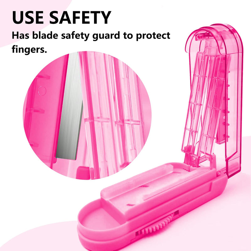 Pill Cutter Splitter for Small and Tiny Pills, Precision Cutting for Tablets - Accurately Cuts Multiple Pills at Once. Sharp Blade with Safety Guard (Pink) Pink