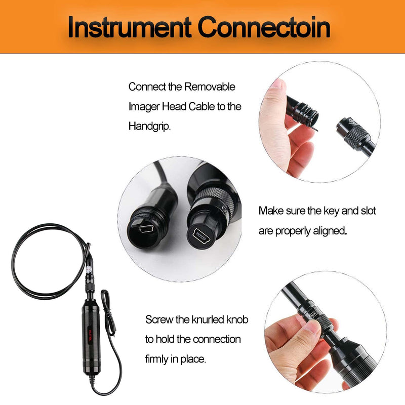 Autel MV108S MaxiVideo Digital Inspection Camera Video Scope with Waterproof Imager Head, Black, USB, Works with PC & MaxiSys Series (except MaxiSys 906)