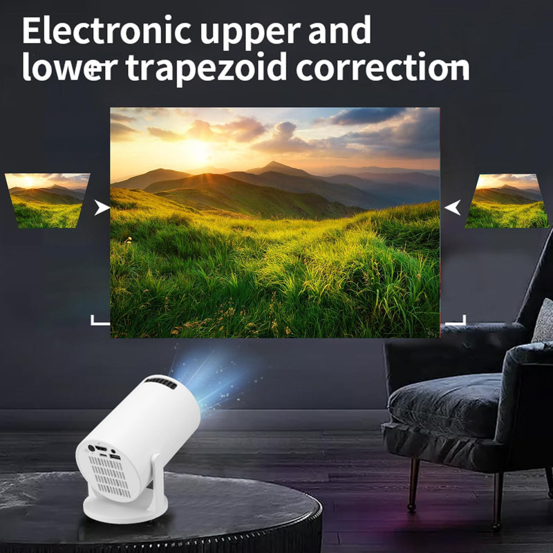 Small Projector with WLAN 6 and BT, 1080P Projector, 270° Adjustable Auto Keystone Home Projector, Projector, for Laptop, PC, Smartphone