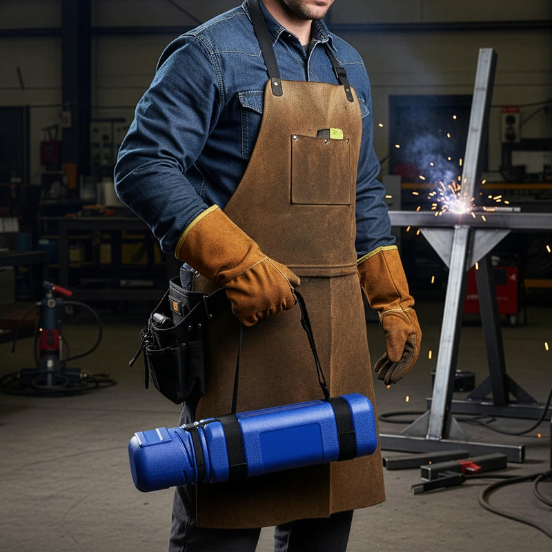 ZOOFOX Welding Rod Storage Tube, 15" Blue Carbon Steel Stick Storage Container with Adjustable Shoulder Strap, Airproof and Waterproof Rod Canister for Dry Electrodes, Welding Equipment