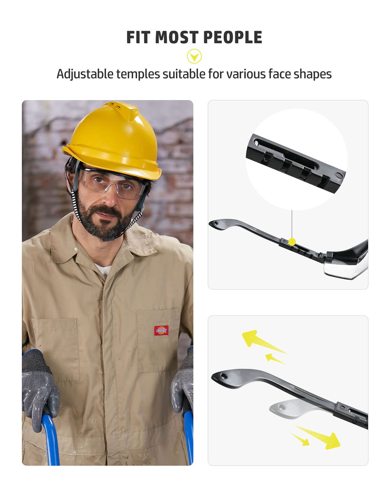 PACIFIC PPE 2 Pack Safety Glasses, Anti-fog, Scratch Resistant Clear Wraparound Lenses and No-Slip Grips, Adjustable, Lab Goggles