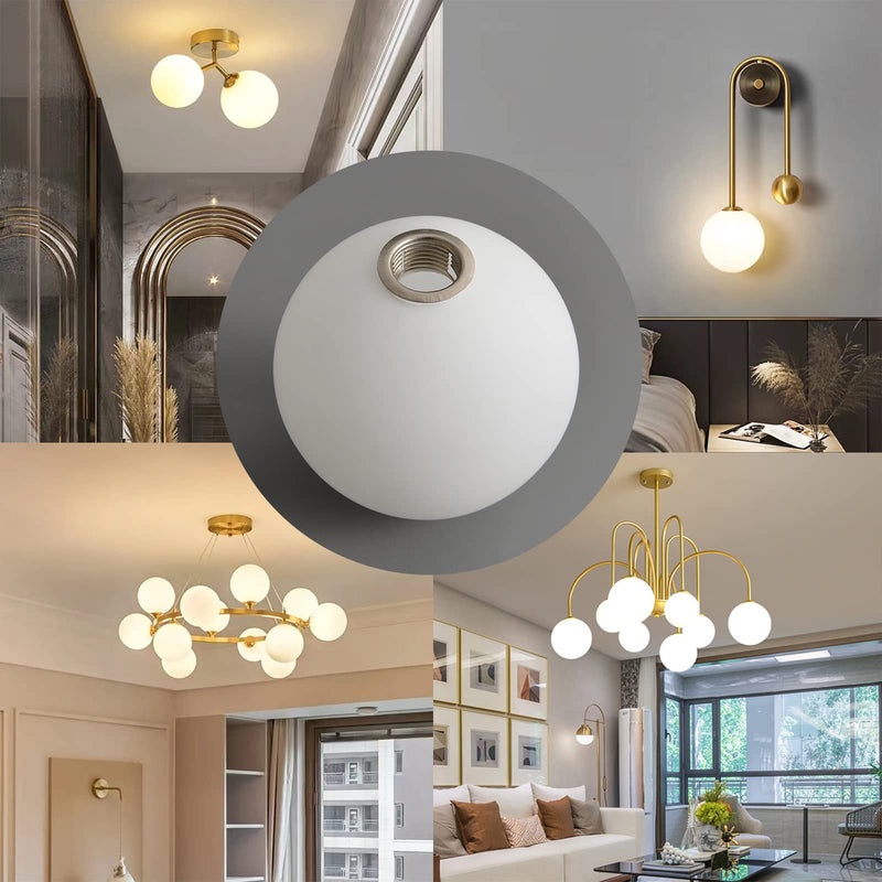 Lighting Replacement Glass Lampshade 4 Inch Milky White Glass Dome Cover Round Globe 0.8 Inch Fitter for G9 Bulb Replacement (milk white)