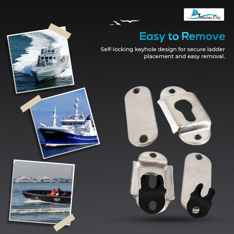 MARINE CITY 304 Stainless Steel Mounting Sockets/Brackets for Removable Folding Transom Ladders