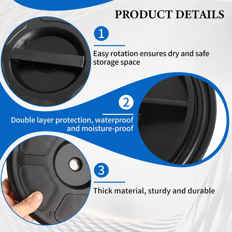 Hoffen Boat Hatch, 8" Round Deck Plate Non Slip Inspection Hatch w/Detachable Cover No Screws Installation for Marine Boat Yacht RV Trailer Black 1