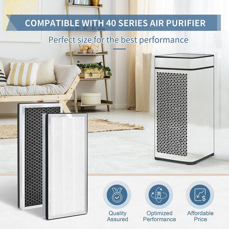 MA Series 40 Filter Compatible with 40W/40B Air Purif-ier White, Pack of 2