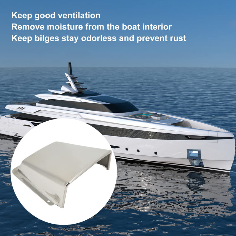 Cowl Vent, Akozon Boat Cowl Vent 304 Stainless Steel Marine Intake Cowl Ventilator Cover with Nylon Base for Boats Yachts Accessory