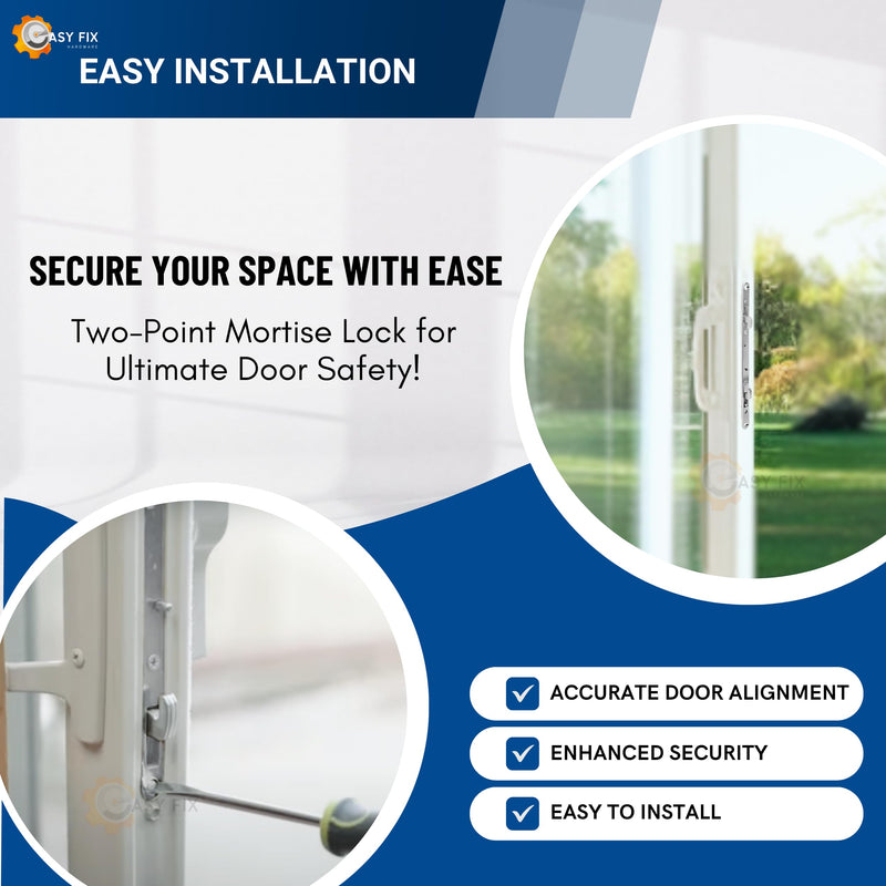11-3/4" Dual Point Mortise Lock for Sliding Patio Glass Door, Stainless Steel Flush Mount Replacement Latch with Faceplate, Anti-Slam Button, Handle Not Included 11-3/4" Mortise Lock