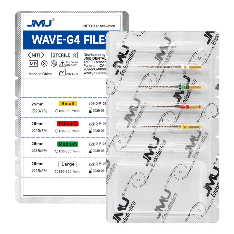 JMU Wave-G4 Files,Niti Rotary Files, #20-45 Mix(25mm),Reciprocating Rotation,Sequence Files, 4pcs/Pack 20-45 Mix (25mm) 1