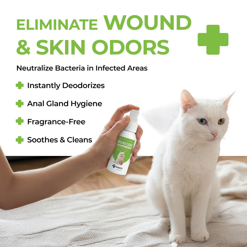 Cat Wound Care Spray Feline Healing Aid, Skin Repair for Cuts, Sores & Abrasions | Itch Relief for Irritated Cat Skin | Hot Spot & Allergy Support | Safe & Non-Toxic | 3.38 fl oz