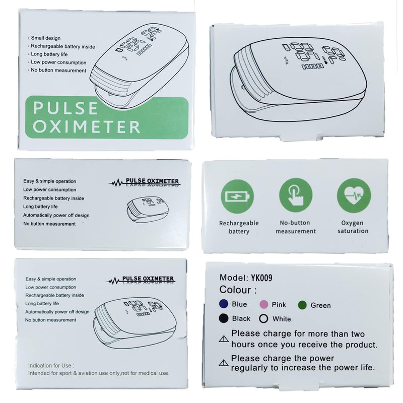 Rechargeable Fingertip Pulse Oximeter - Blood Oxygen Saturation Monitor for Home, Outdoor Sports, Wide Use (Blue)