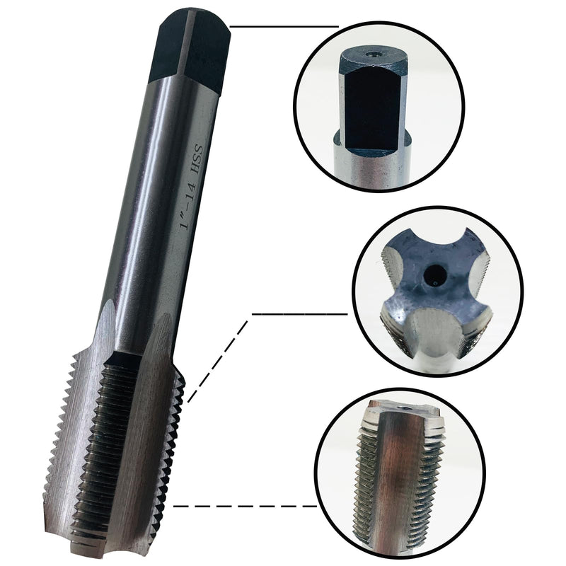 Nominal Diameter 1“-14 Thread Per Inch 14 Fin Thread UNF Tolerance Grade 2B Tapping Right Hand Thread High Speed Steel HSS 1“-14 Straight Flute Thread Tap Machine Tap 1“-14 right hand