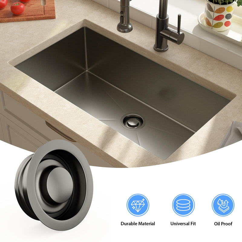 Lordear Kitchen Sink Stopper Flange Gunmetal Black Stainless Steel Garbage Disposal Stopper Fit 3-1/2 Inch Standard Sink Drain Hole Sink Flange Replacement Accessories Short