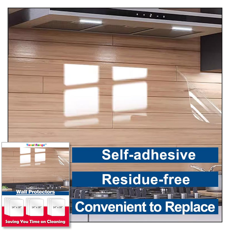 Clear Wall Protector Contact Paper, Kitchen Wall Stickers, Wall Protector Sheet for Trash Cans, Chair Bumpers, Carpet, Stove Backsplashes and Behind Stove -(20 Sheets) 20 -Sheets